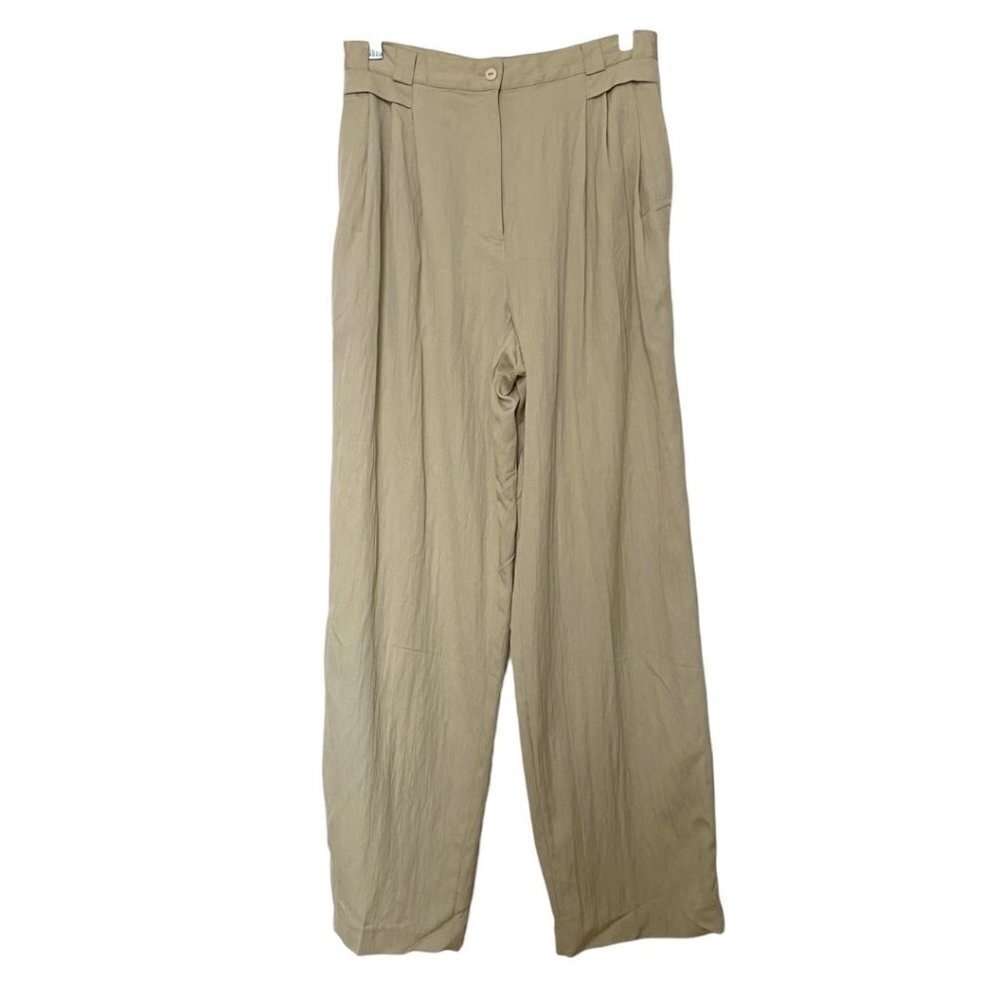 JEAN CLAUDE POITRAS BEIGE POLYNOSIC HIGH RISE TROUSER PANTS - 12